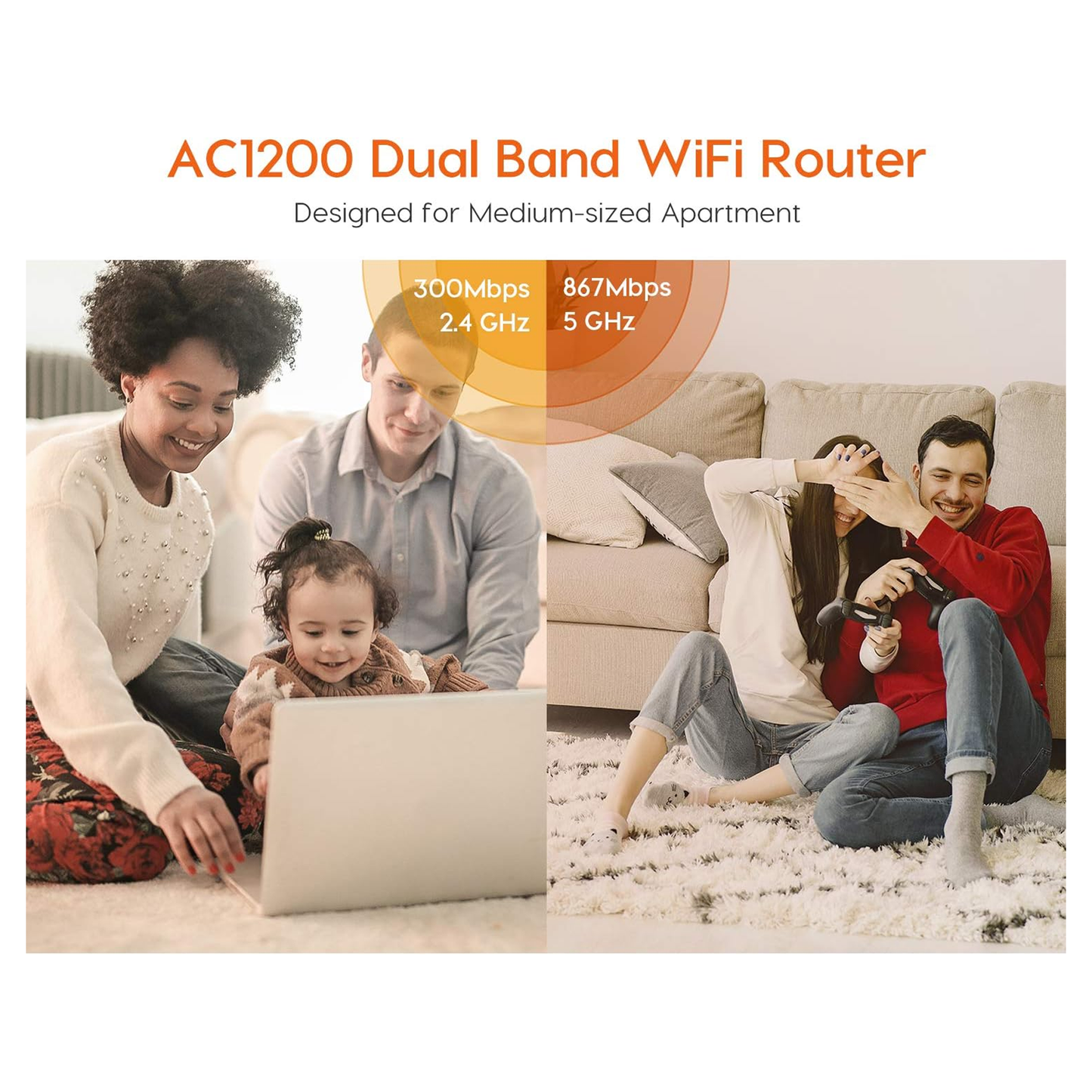 راوتر وايفاي من الجيل الخامس ثنائي التردد | Tenda.AC5.AC1200