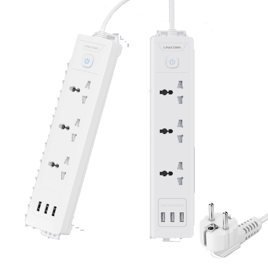 وصلة كهرباء لينكوم  3 مداخل ( خيارات متعددة بالطول وشكل الفيش و مداخل الشحن)