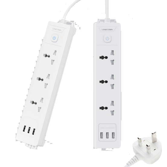 وصلة كهرباء لينكوم  3 مداخل ( خيارات متعددة بالطول وشكل الفيش و مداخل الشحن)