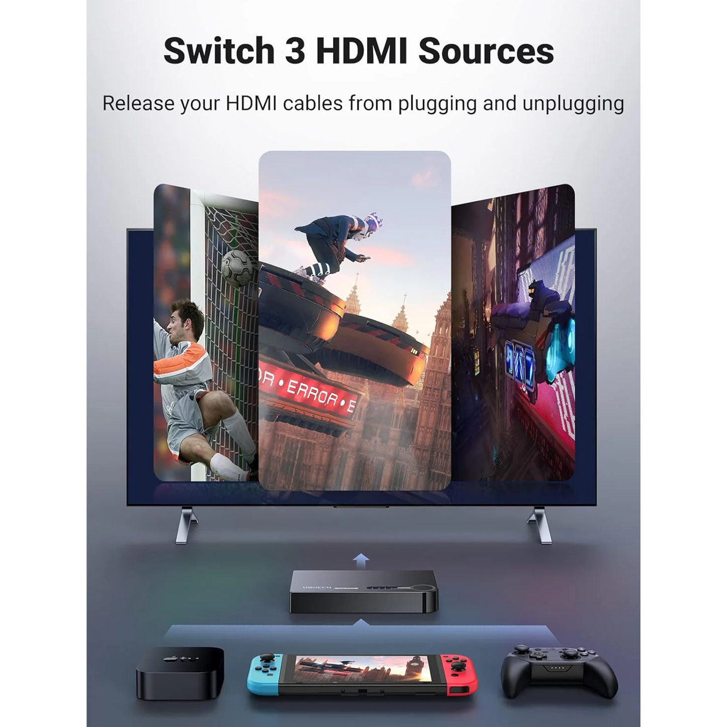 UGREEN 4K HDMI Switch 3-IN-1 Out HDMI Switcher / 40234