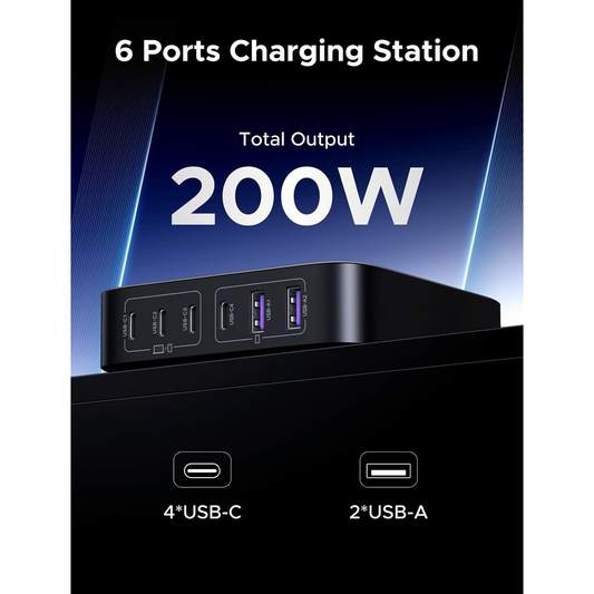 شاحن يوجرين مكتبي بقوة 200 واط 6 منافذ / 40914