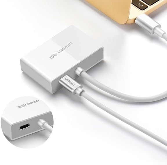 محول يوجرين من تايب سي إلى HDMI + VGA (أبيض) | 30843