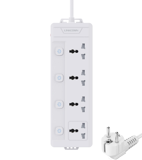 وصلة كهرباء لينكوم  4 مداخل (خيارات متعدد بطول الكيبل و نوع الفيش و مداخل الشحن)
