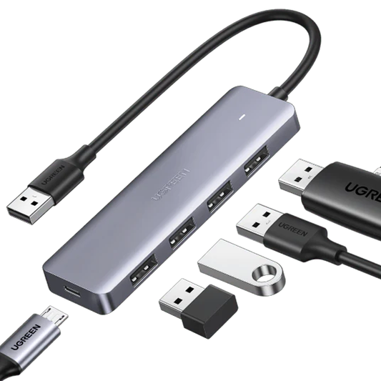 موزع يوجرين USB 3.0، موزع USB 3 نحيف للغاية بأربعة منافذ مع نقل بيانات بسرعة 5 جيجابت في الثانية / 50985
