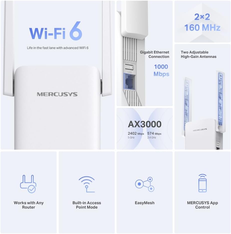 Mercusys ME80X | AX3000 Wi-Fi 6 Range Extender