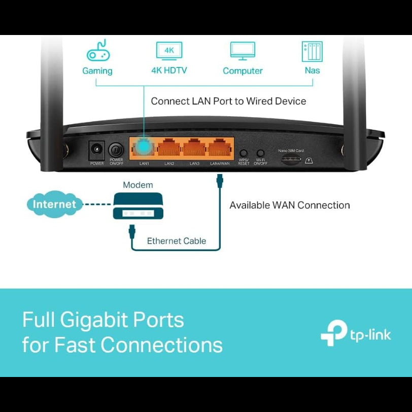 TP-Link Archer MR500 | 4G+ Cat6 AC1200 Wireless Dual Band Gigabit Router