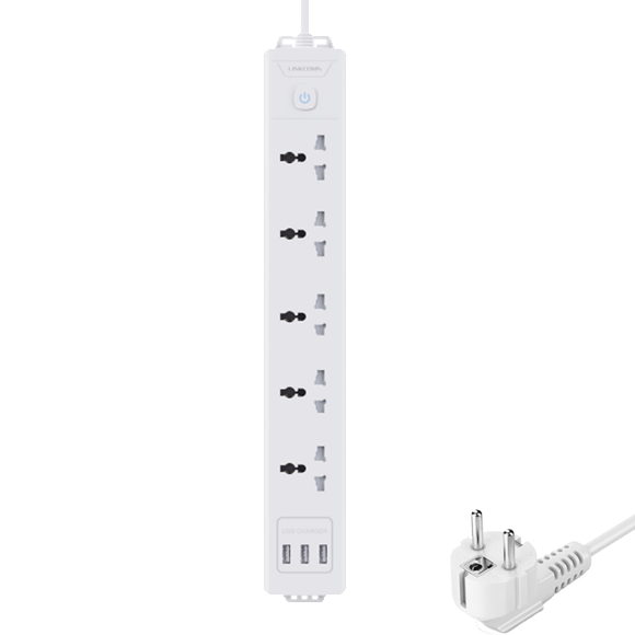 وصلة كهرباء لينكوم  5 مداخل (خيارات متعدده طول الكيبل ونوع الفيش و مداخل الشحن)