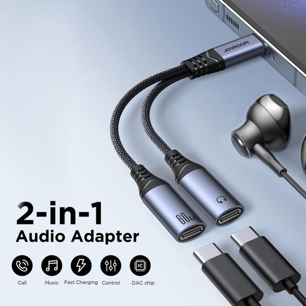 JOYROOM SY-C03 Audio-Transfer Series 2-in-1 Audio Adapter (Type-C to Dual Type-C)