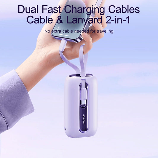 JOYROOM Mini Power Bank 22.5W 10000mAh with Dual Cables (Purple) / JR-L0120