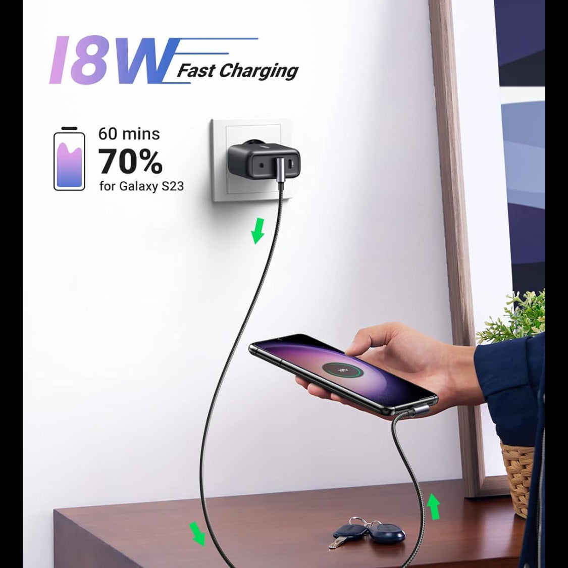 UGREEN Angled USB-C Male To Angled USB 2.0 A Male 3A Data Cable(90°Angle)/US176