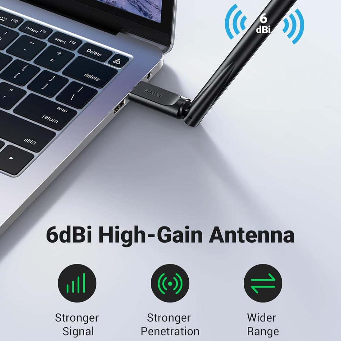 UGREEN AC650 USB WiFi Adapter for PC Desktop 6dBi Antenna / 90339