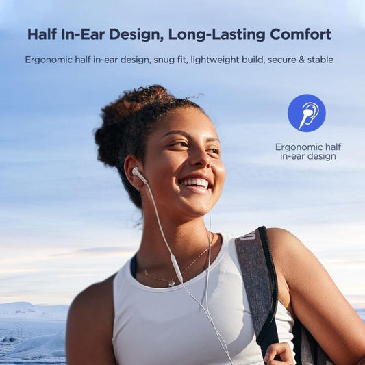 Joyroom Type-C Series Half In-Ear Wired Earphones - White /JR-EC05