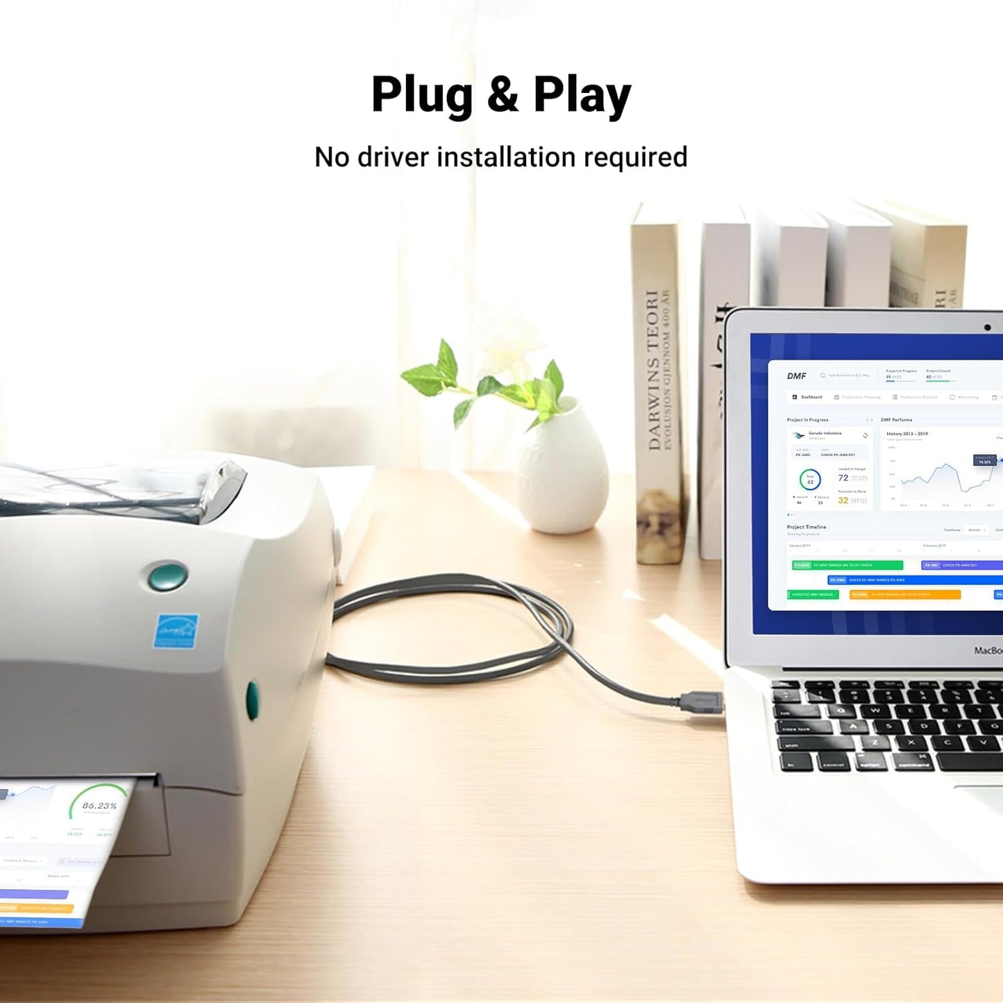 UGREEN USB to DB25 Parallel Printer Cable 2m - 20224