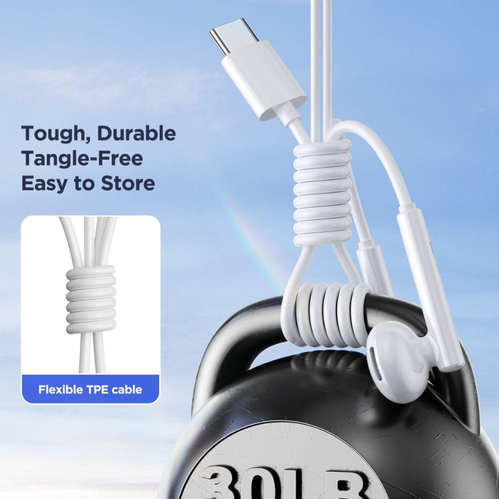 Joyroom Type-C Series Half In-Ear Wired Earphones - White /JR-EC05