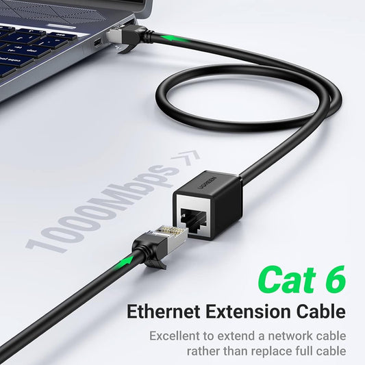 UGREEN Cat 6 F/UTP Ethernet RJ45 Extension Male/Female Patch Cords (Black) - NW112