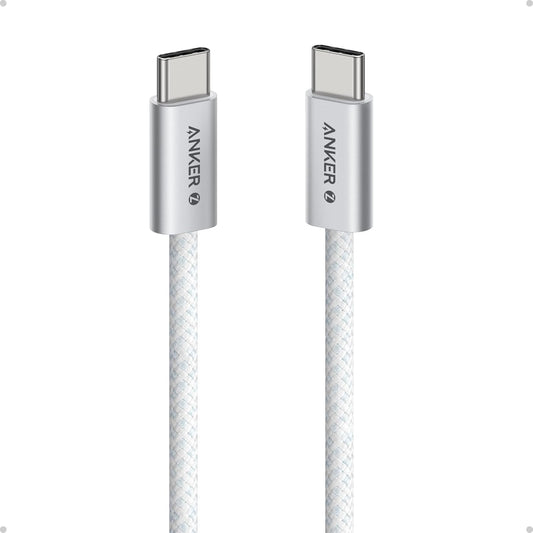 Anker Zolo 240W USB Type-C to USB Type-C Cable, Braided and Dirt-Free Type C Fast Charging 1m Cable - White