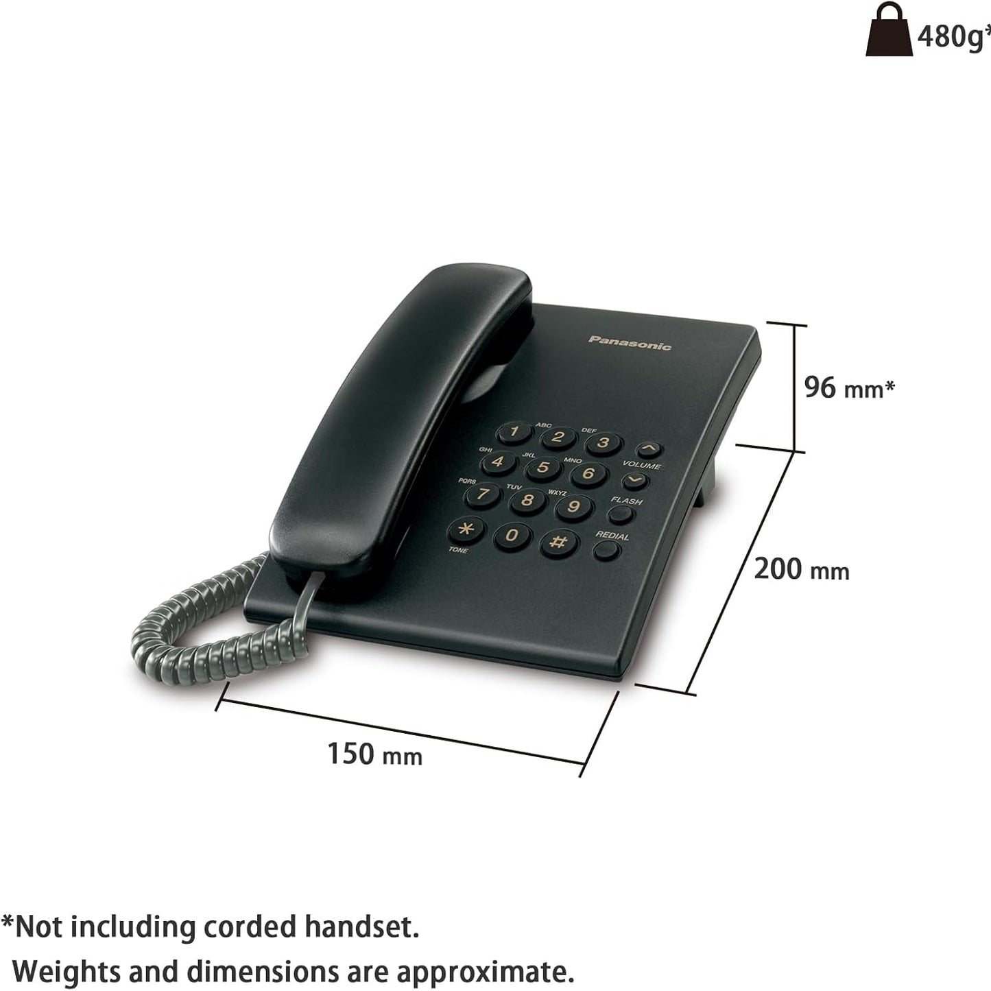 Panasonic KX-TS500FX Integrated Corded Telephone, Black