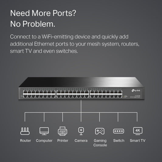 مفتاح TP-Link Gigabit مثبت على الرف بـ 48 منفذًا / TL-SG1048