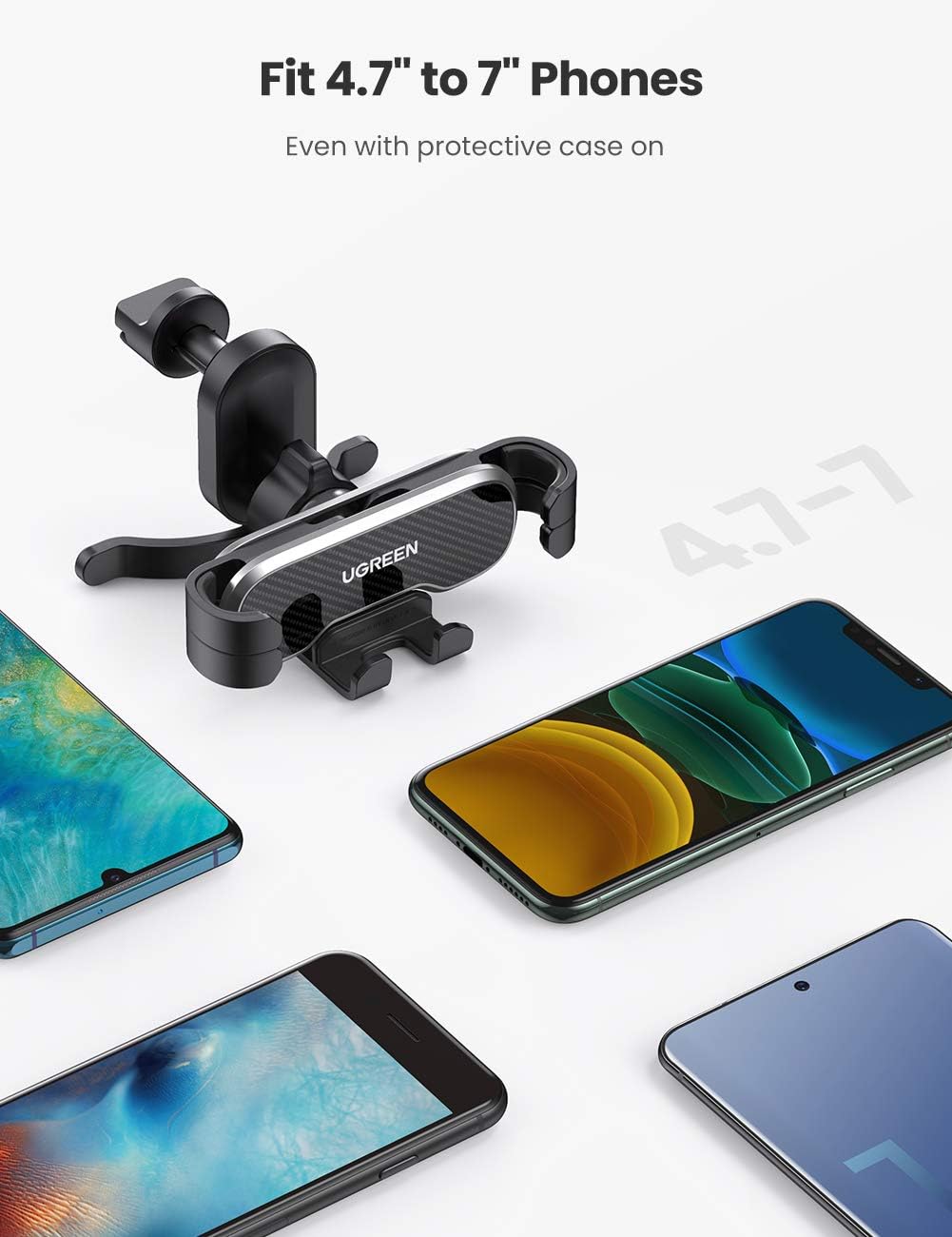 UGREEN Car Phone Mount Retractable Air Vent Gravity Cell Phone Holder Cradle with Hook /80871