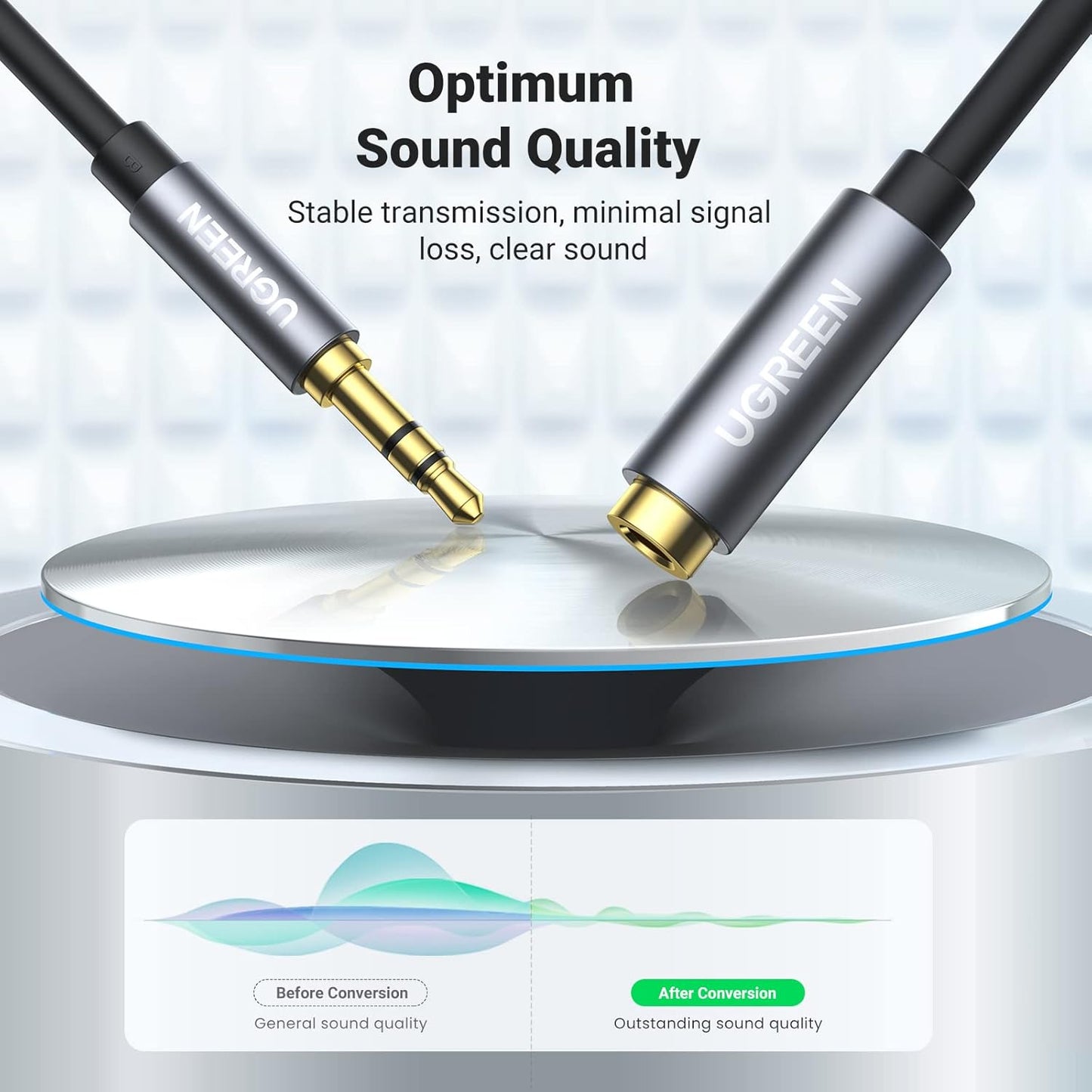 كابل يوجرين 3.5 مم ميني جاك (ذكر) / 3.5 مم ميني جاك (أنثى) أسود / AV118