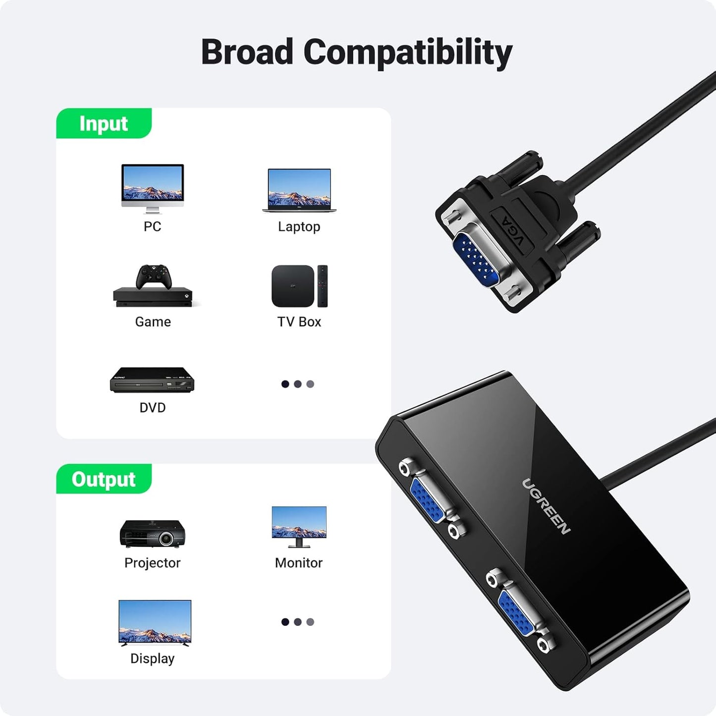 UGREEN VGA Male 2 Female Video Splitter Cable / 20918