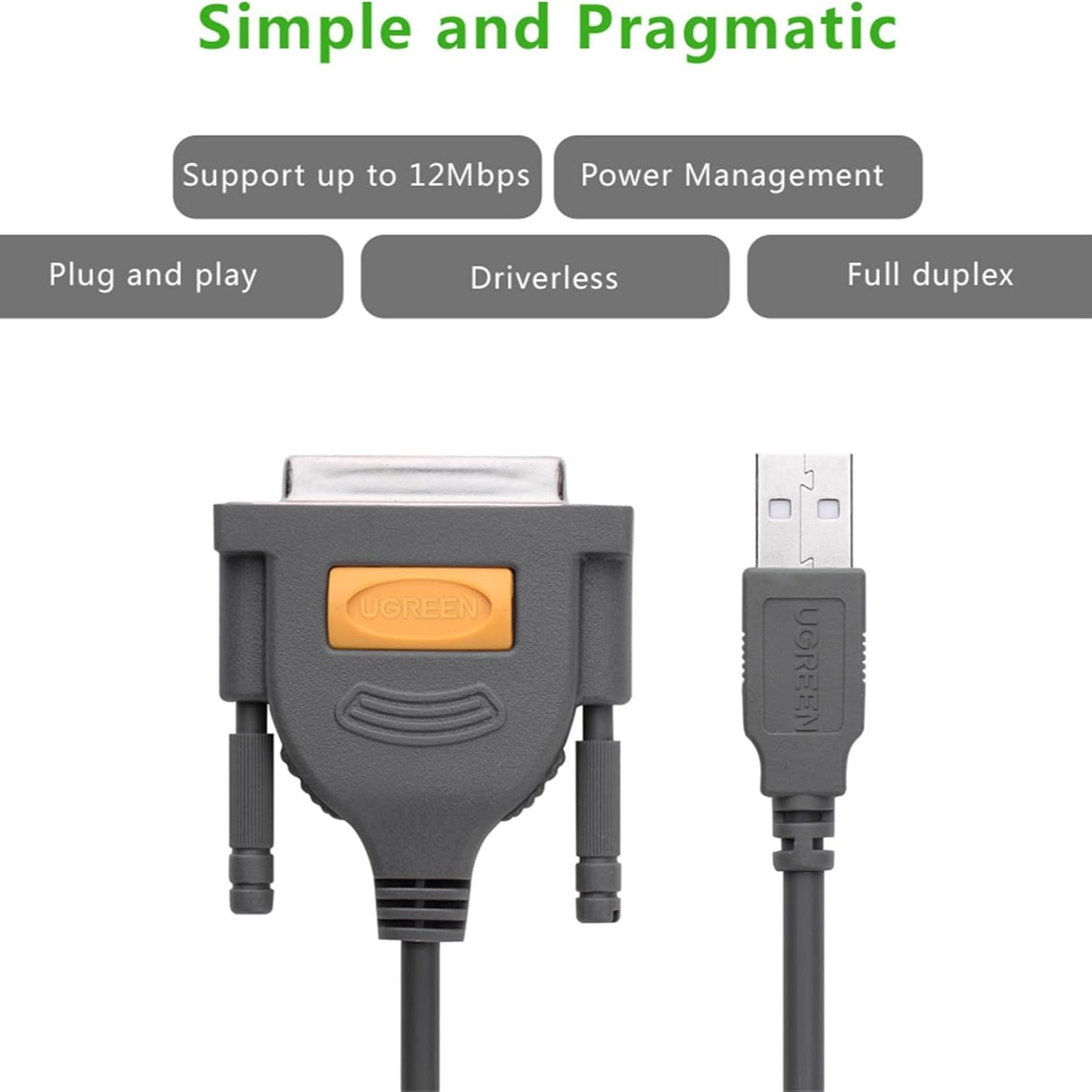 UGREEN USB to DB25 Parallel Printer Cable 2m - 20224