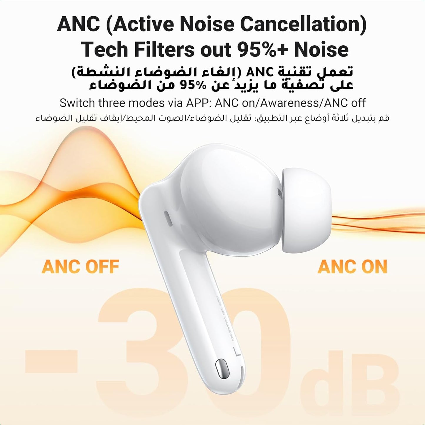 UGREEN HiTune T3 Pro Wireless Earbuds - White / 35725