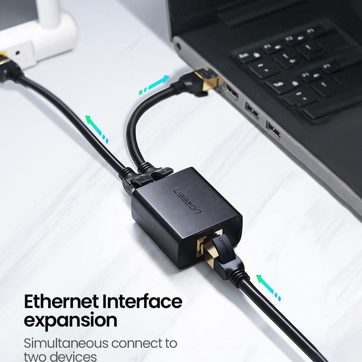 UGREEN RJ45 Splitter Adapter 2 Pack (Black) - 50923