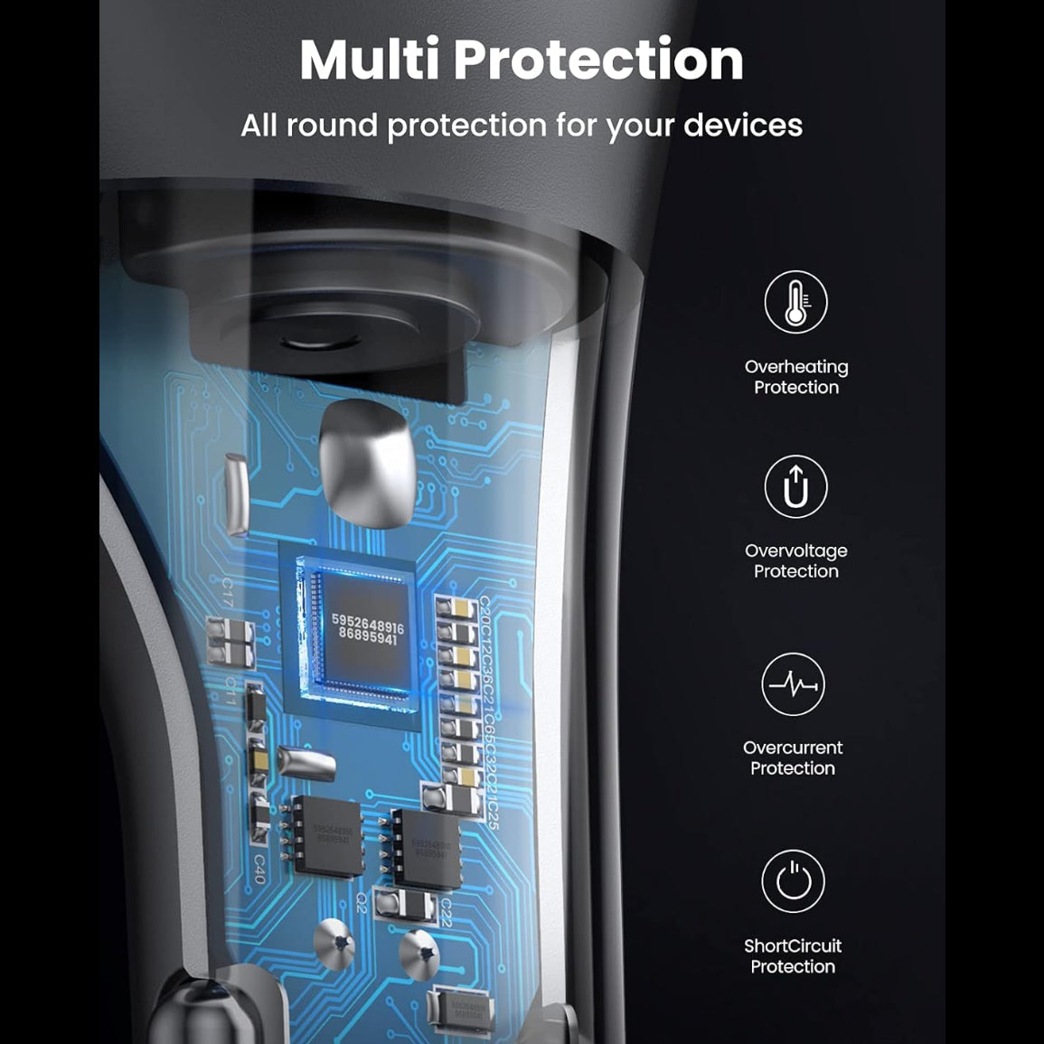 UGREEN Dual Port Single Extension PD 84W Car Charger / 60712