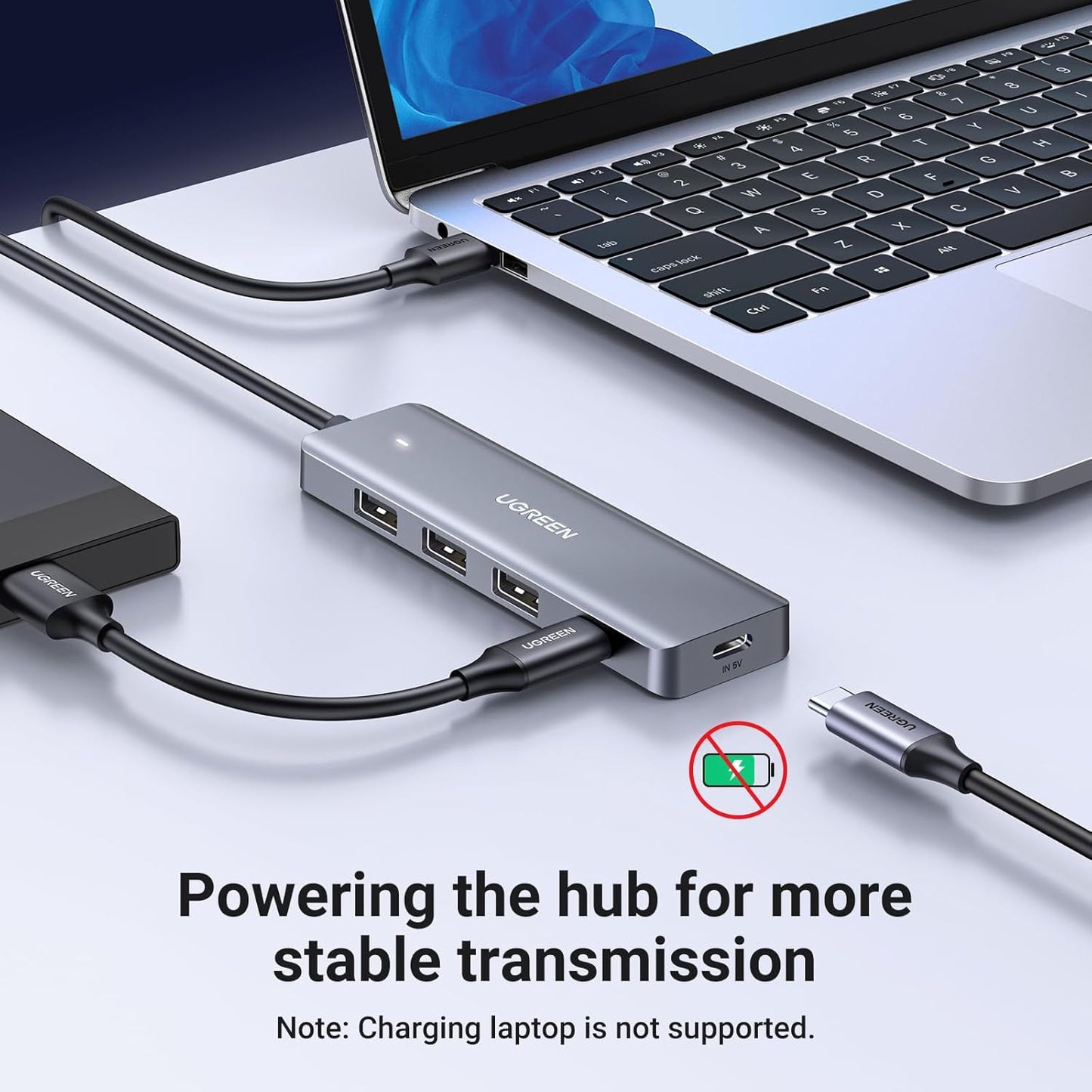 UGREEN USB Hub 4 Ports USB to USB C & 3 USB A Multiport Adapter / 15920