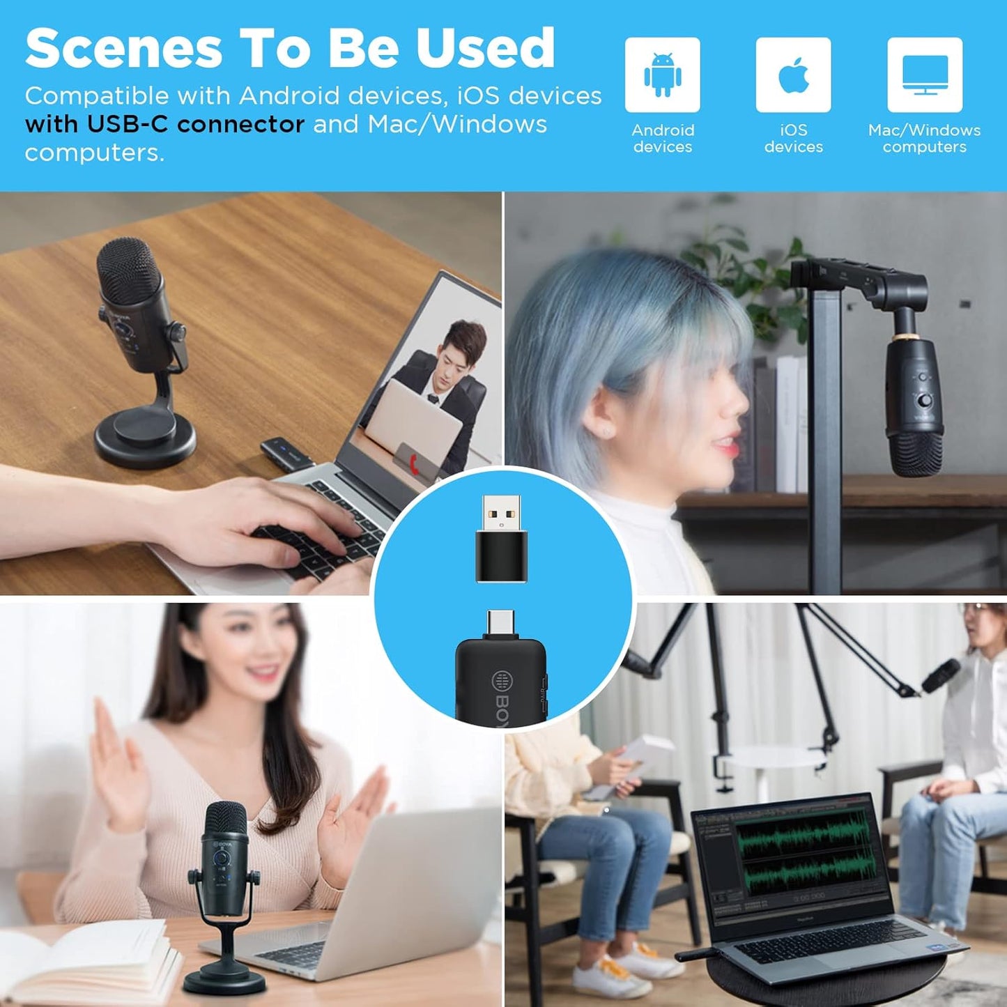 BOYA BY-PM500W Dual Mode Wireless & Wired Omnidirectional/Cardoid Microphone