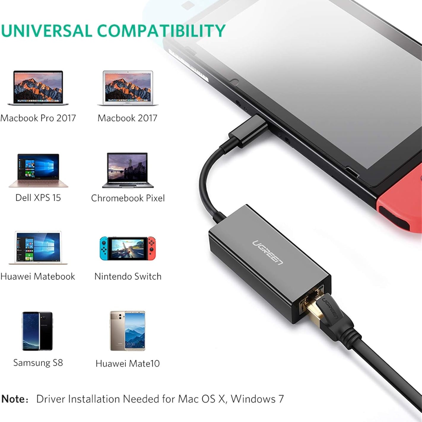 UGREEN Type-C to 1000Mbps Gigabit Ethernet Adapter / 50307