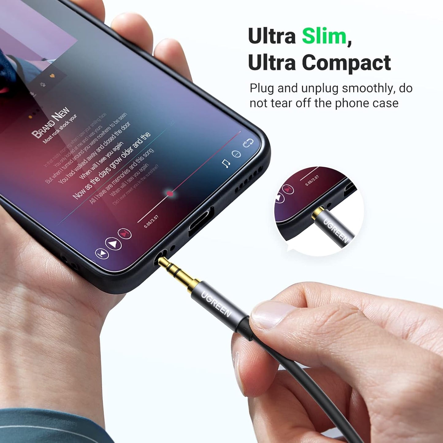 كابل يوجرين 3.5 مم ميني جاك (ذكر) / 3.5 مم ميني جاك (أنثى) أسود / AV118