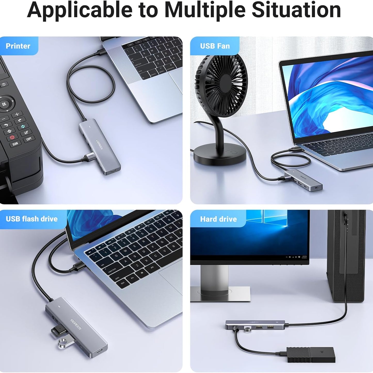 UGREEN USB Hub 4 Ports USB to USB C & 3 USB A Multiport Adapter / 15920