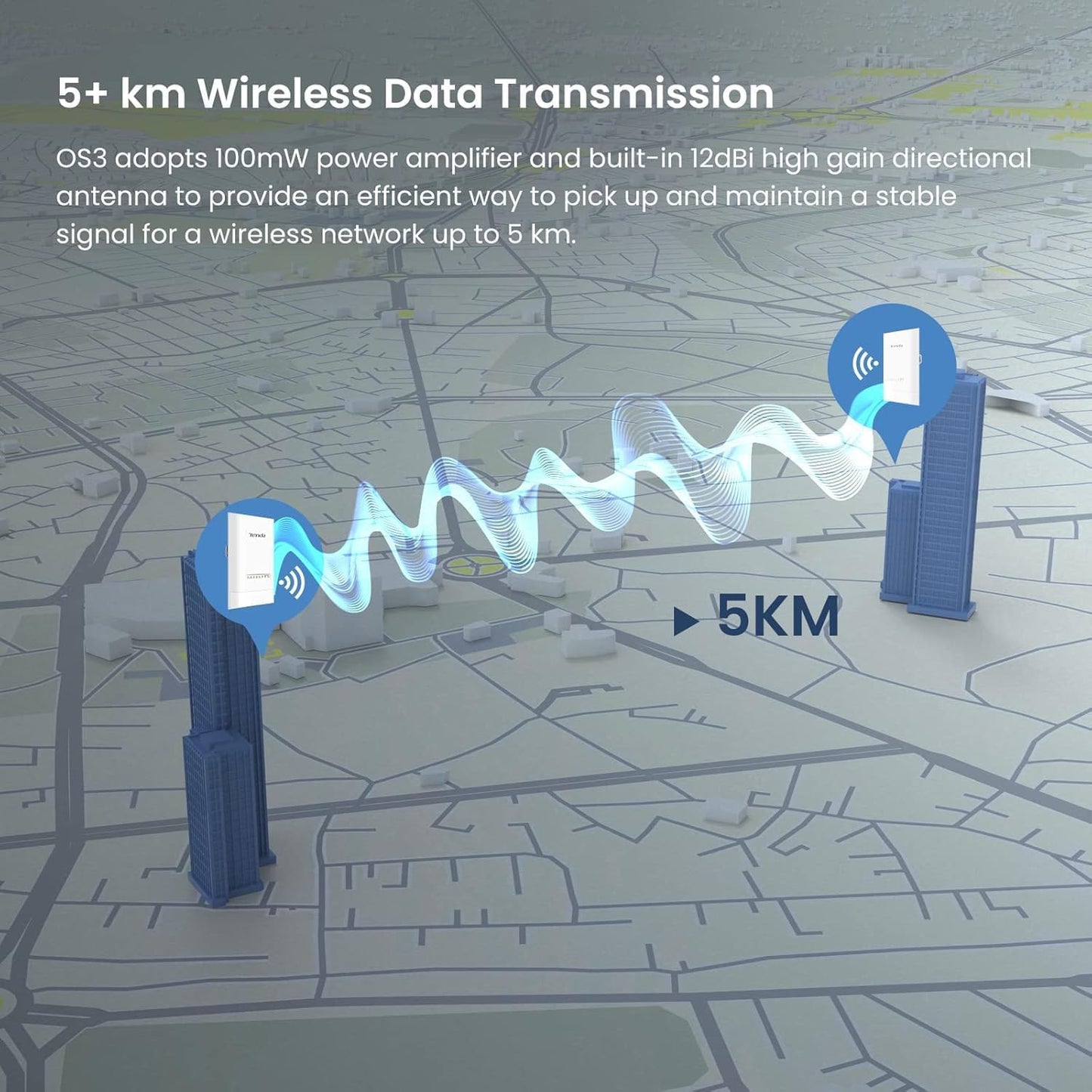  وحدة ربط بين موقعين تصل إلى 5 كم | تردد 5 جيجا هيرتز | Tenda OS3