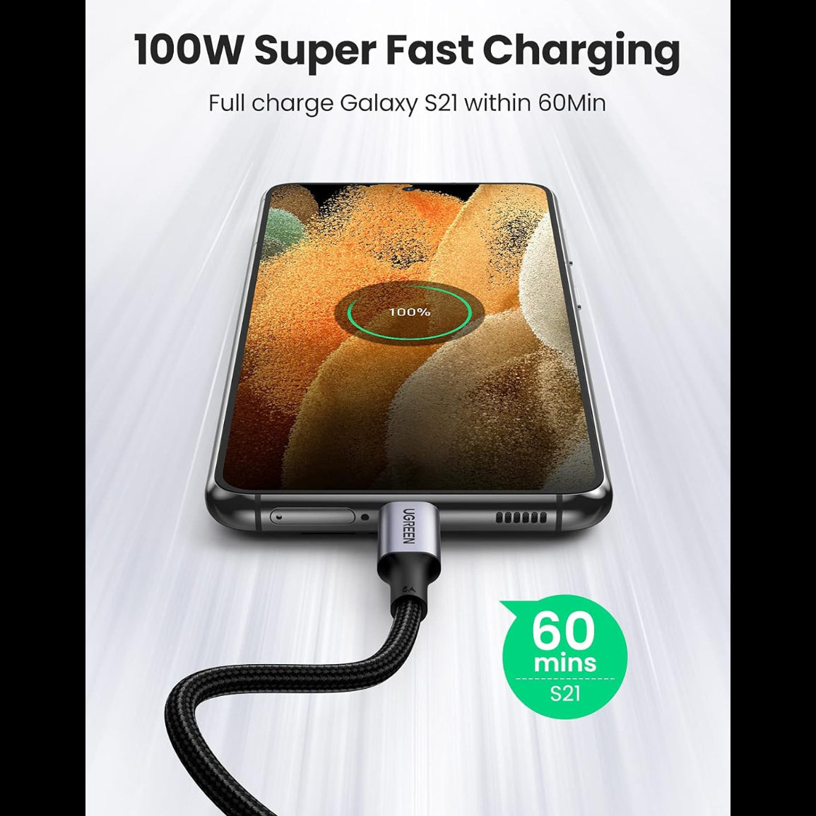 UGREEN 100W Right Angle USB C to USB C Fast Charging Cable / US334