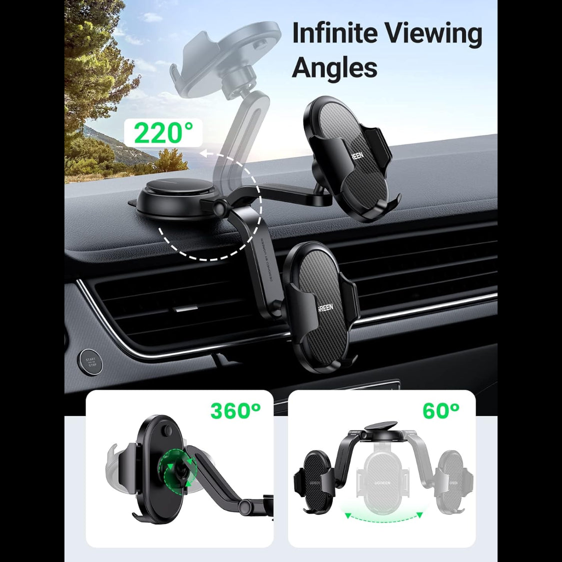 UGREEN  Magnetic Waterfall-Shaped Suction Cup Phone Mount Press type / 20473