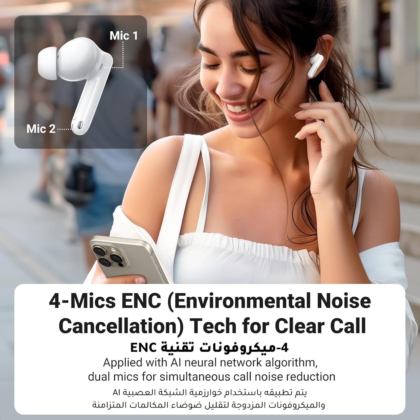 UGREEN HiTune T3 Pro Wireless Earbuds - White / 35725