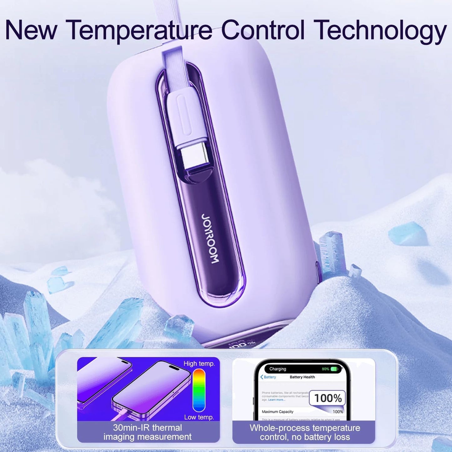 JOYROOM Mini Power Bank 22.5W 10000mAh with Dual Cables (Purple) / JR-L0120