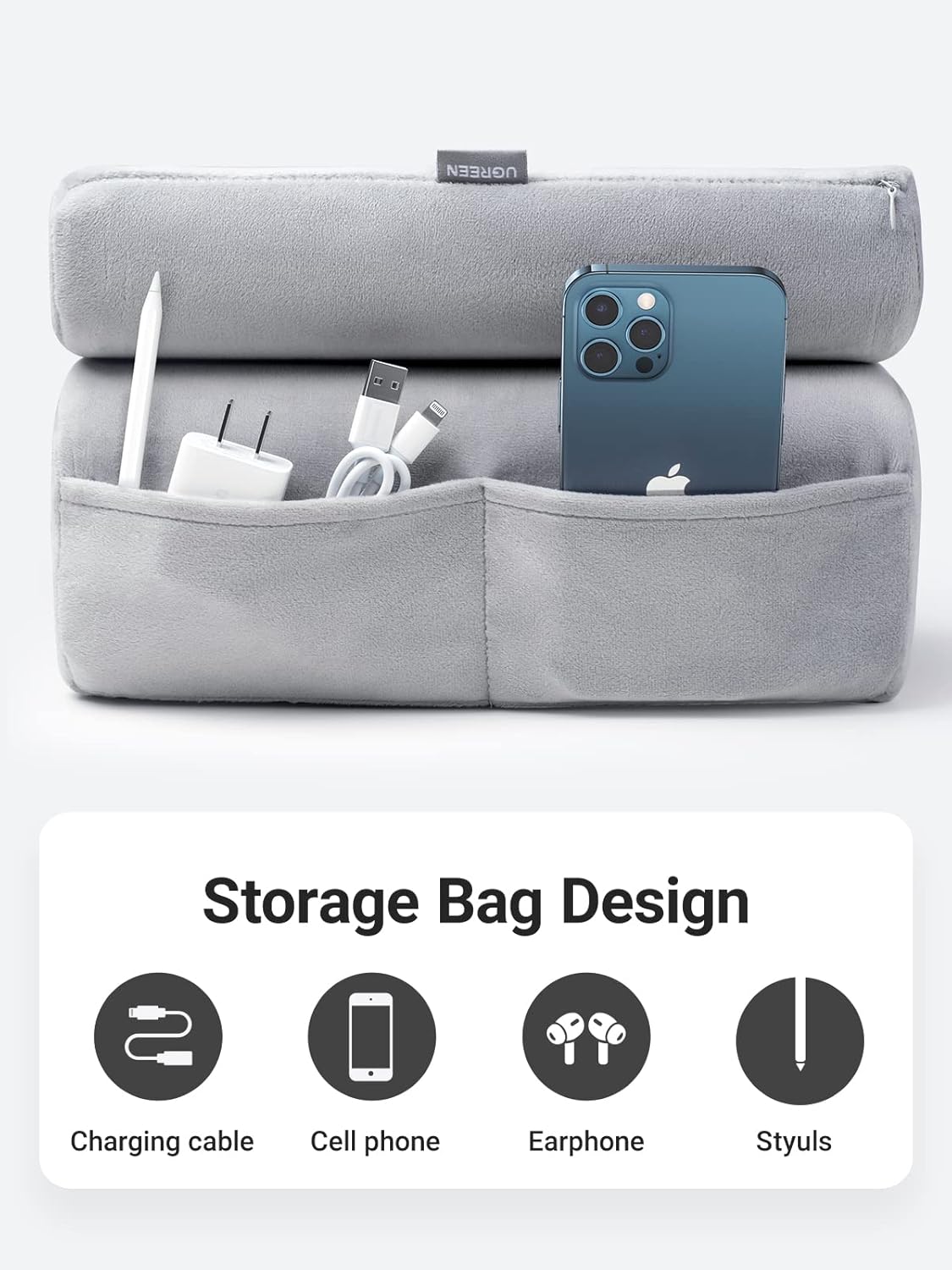 UGREEN Rubber Foldable Tablet Stand Phone Pillow (Grey) /60646