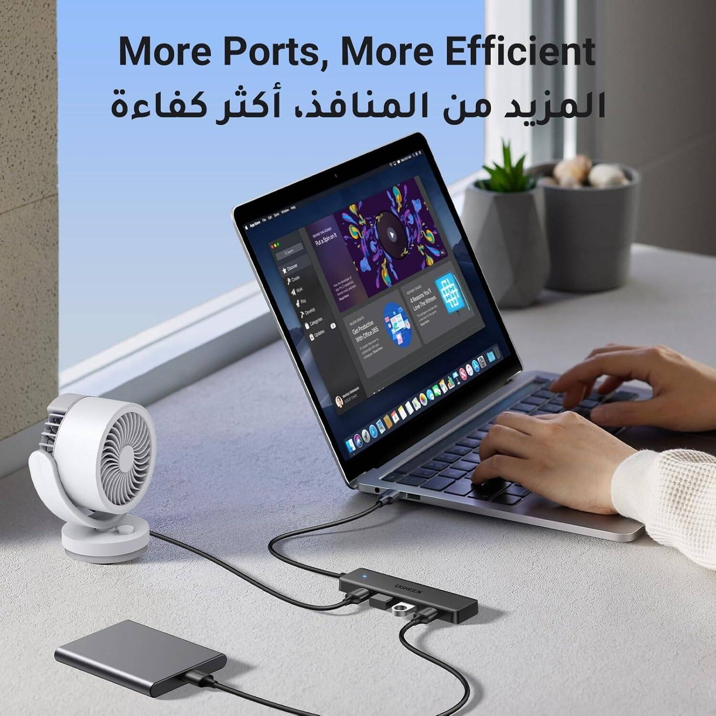 UGREEN USB 3.0 Hub 4 Ports USB A Splitter Ultra-Slim USB Expander / 25851