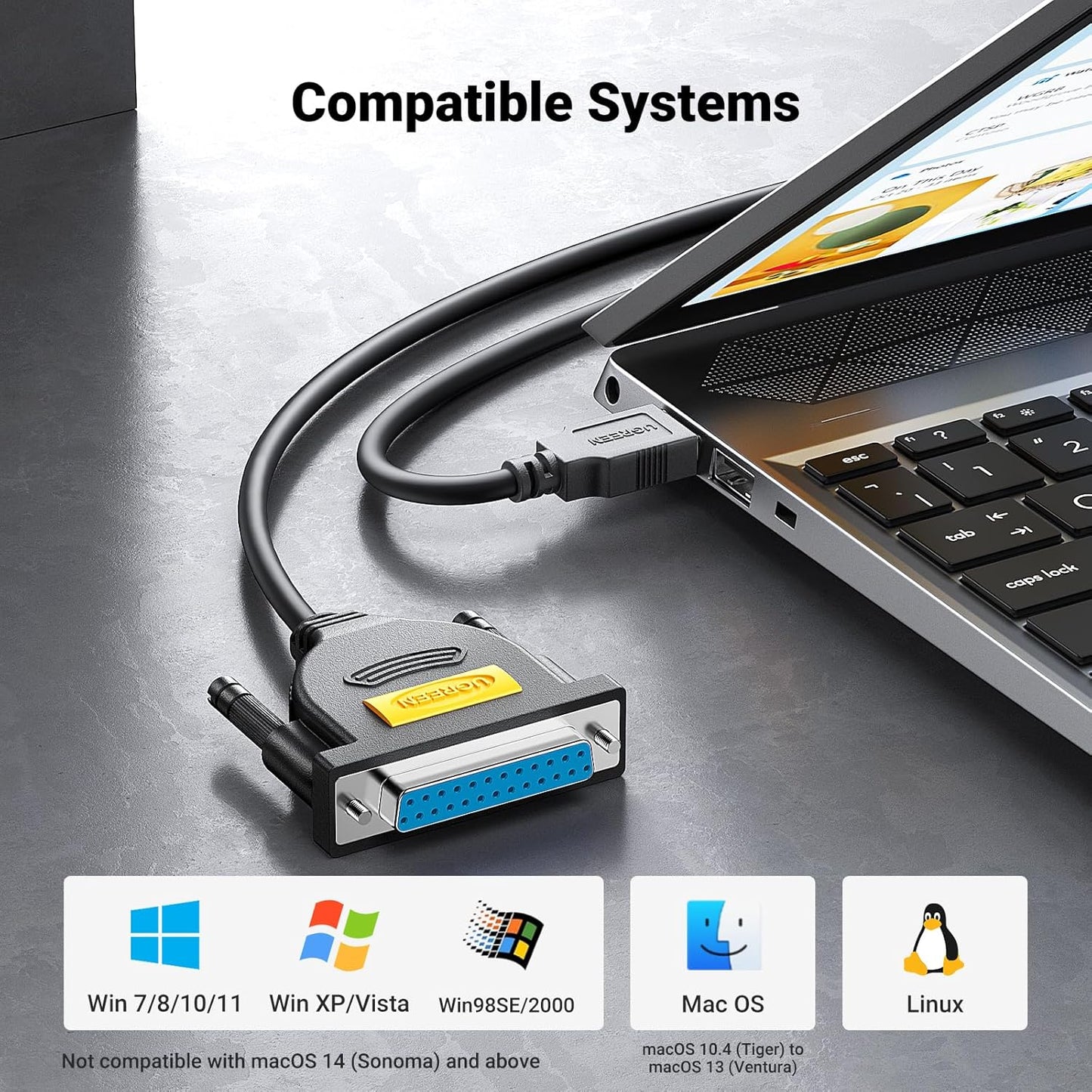 UGREEN USB to DB25 Parallel Printer Cable 2m - 20224