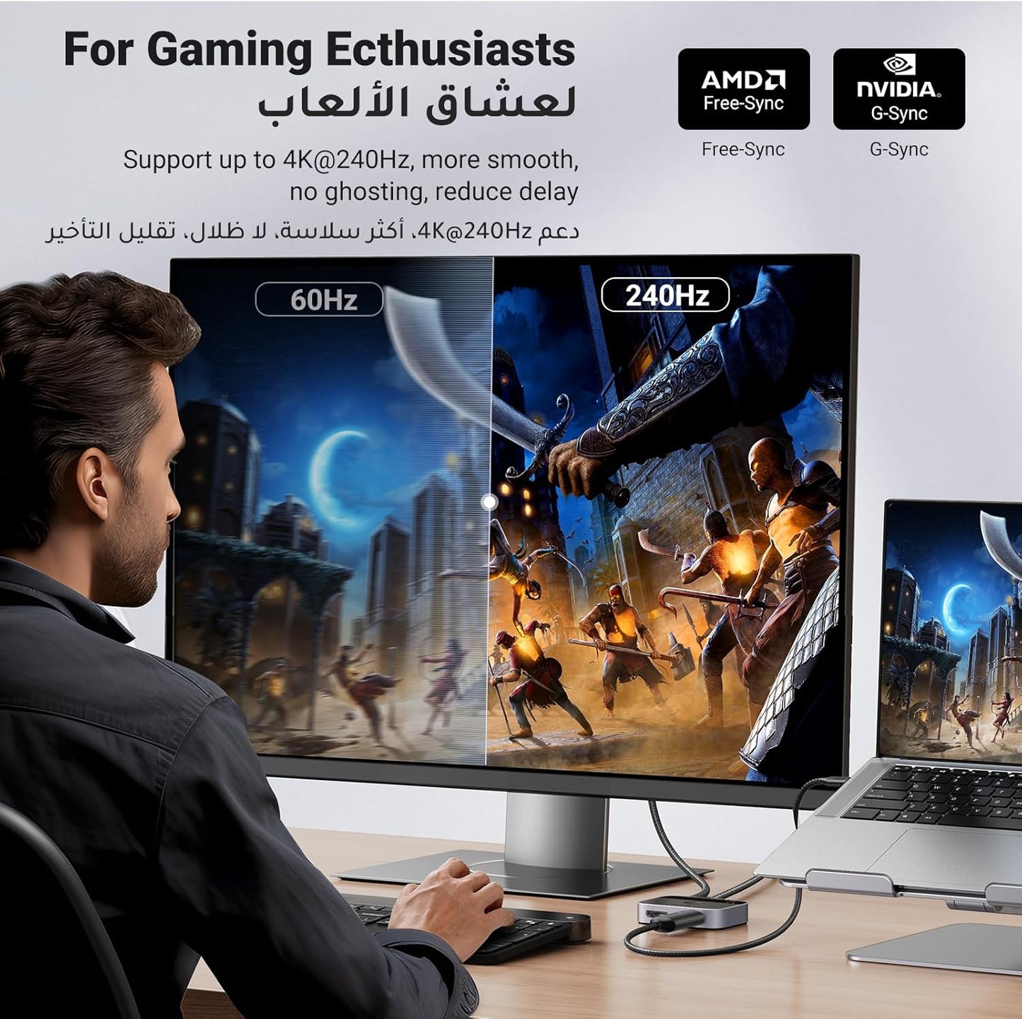 UGREEN 8K 30Hz HDMI DisplayPort 2 in 1 Bi-Directional Switch / 15708