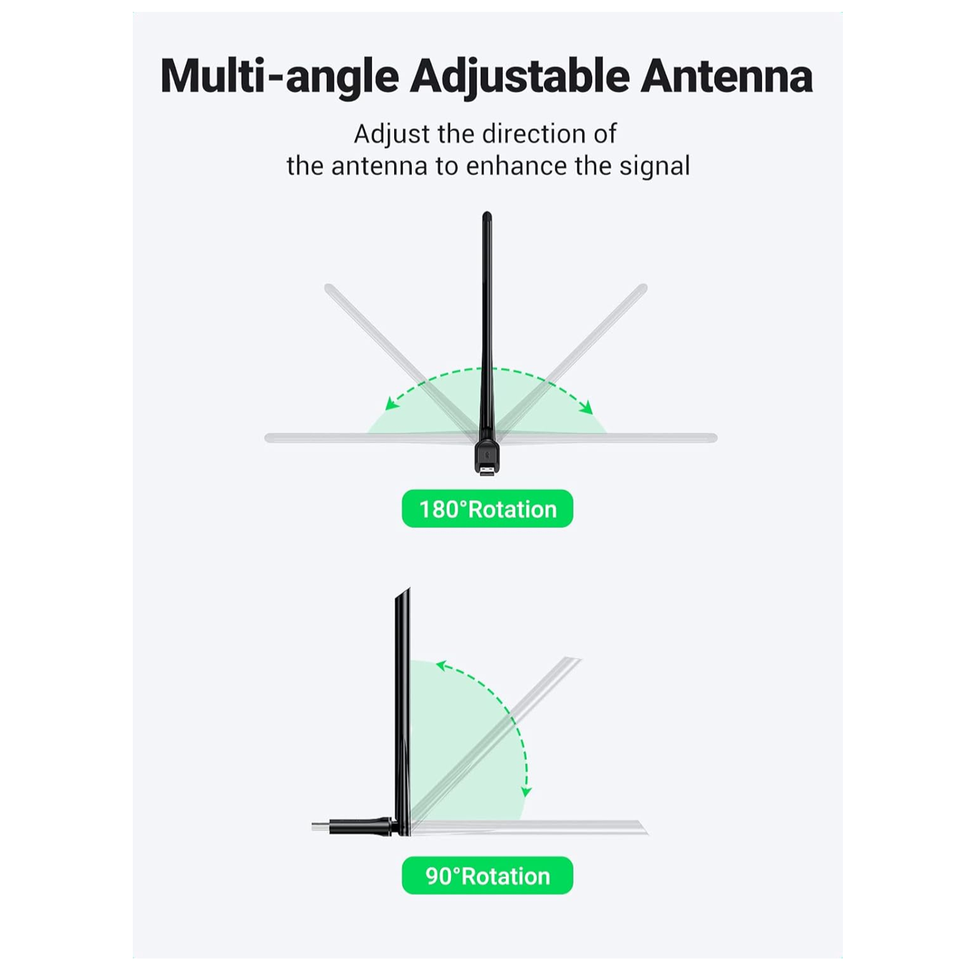 UGREEN AC650 USB WiFi Adapter for PC Desktop 6dBi Antenna / 90339