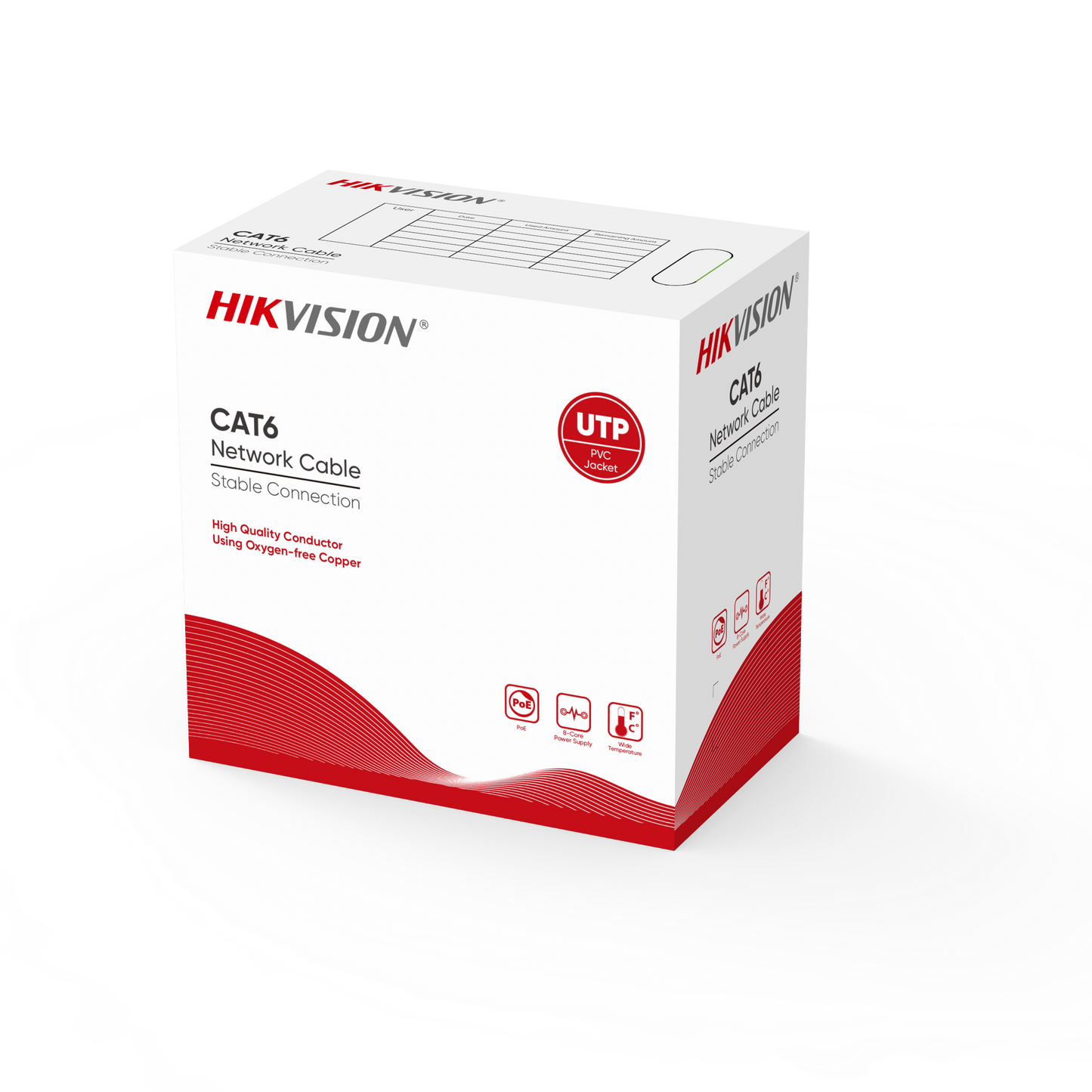 CAT6 UTP كابل شبكة (نحاس صلب، 0.55 مم، برتقالي) 305 متر | Hikvision.DS-1LN6U-SC0