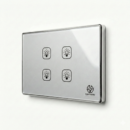 مفتاح تويا الذكي الفاخر 10 أمبير | 4 مفاتيح | إطار من الألومنيوم | سبارك إلكتريك