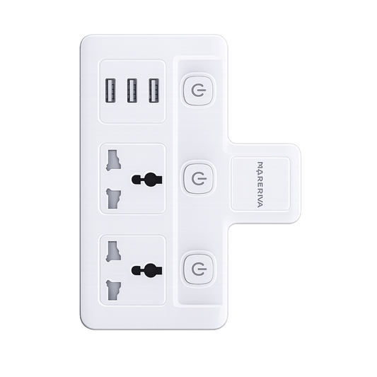 شريط طاقة جداري من Linkcomm مزود بمنافذ USB وقابس MK