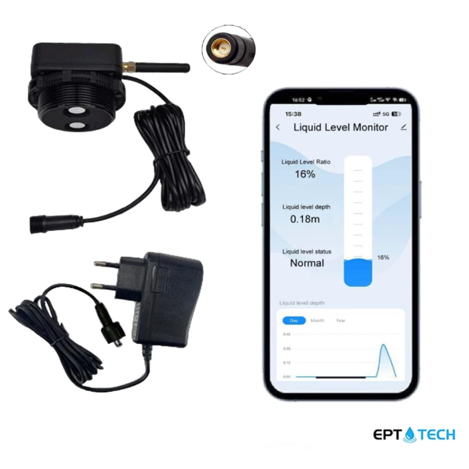 حساس وايفاي لقياس مستوى الخزان | ستانلس | انتين خارجي | EPTech.WiFi.Plus