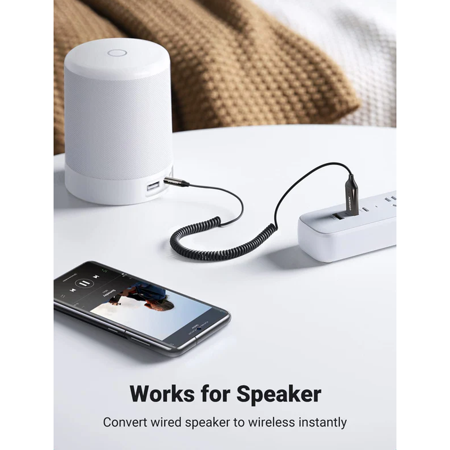 UGREEN Car Bluetooth 5.0 Receiver  Audio Adapter Black(5.0) / 70601