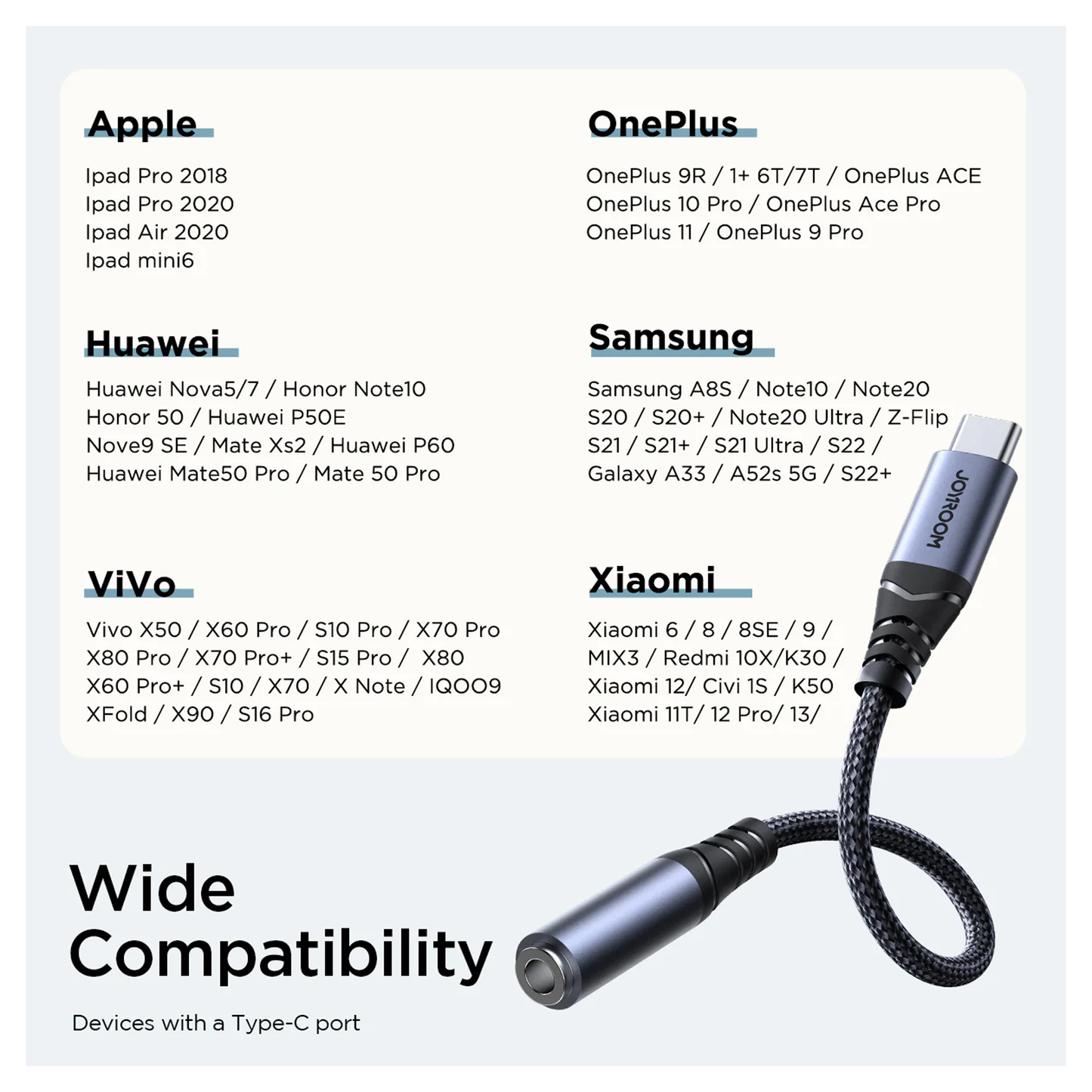 JOYROOM Audio-Transfer Series Audio Adapter (Type-C to 3.5mm)-Black/ SY-C01